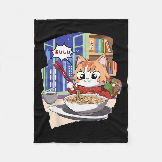 Couverture Polaire Ramen Kawaii Cat Anime (Devant)