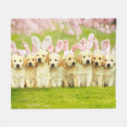 Couverture Polaire Rangée de lapins chiots (Devant (Horizontal))