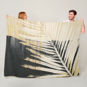 Couverture Polaire Raphia d'or - frondes de paume