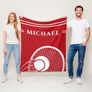 Couverture Polaire Raquette de tennis rouge et balle élégante