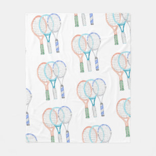 Couverture Polaire Raquettes de tennis avec boule aquarelle