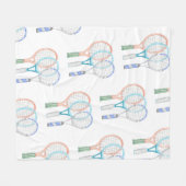 Couverture Polaire Raquettes de tennis avec boule aquarelle (Devant (Horizontal))