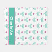 Couverture Polaire Raquettes de tennis croisées vertes avec nom perso (Devant (Horizontal))