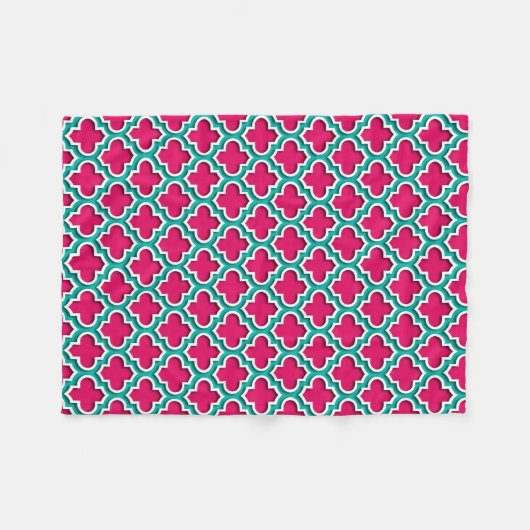 Couverture Polaire Raspberry Teal White Moroccan (Devant (Horizontal))