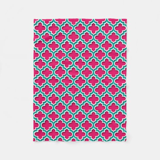Couverture Polaire Raspberry Teal White Moroccan (Devant)