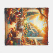 Couverture Polaire Rassemblement de Thanksgiving chaleureux et confor (Devant (Horizontal))