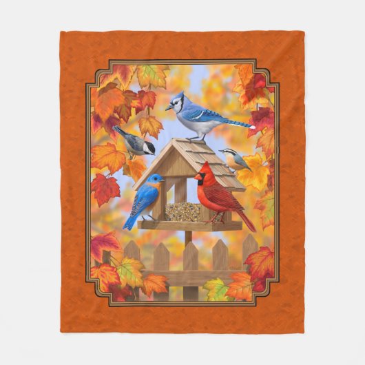 Couverture Polaire Rassemblement d'oiseaux Orange d'automne (Devant)
