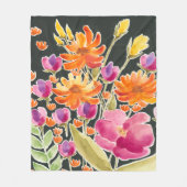 Couverture Polaire Rassemblement splendide - Fleurs roses et orange (Devant)