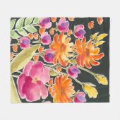 Couverture Polaire Rassemblement splendide - Fleurs roses et orange (Devant (Horizontal))