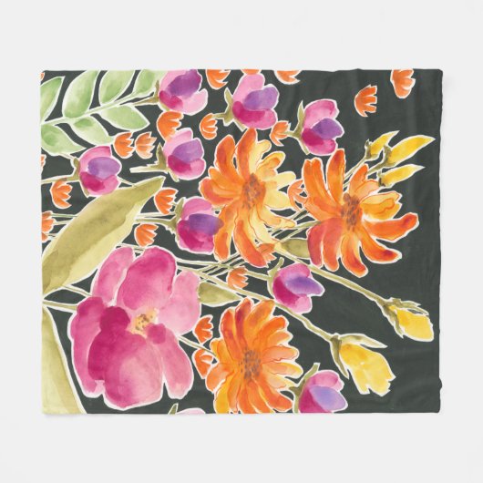 Couverture Polaire Rassemblement splendide - Fleurs roses et orange (Devant (Horizontal))
