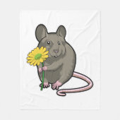 Couverture Polaire Rat avec fleur jaune (Devant)