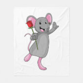 Couverture Polaire Rat avec fleur Rose (Devant)