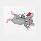 Couverture Polaire Rat avec fleur Rose (Devant (Horizontal))