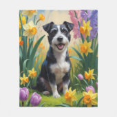 Couverture Polaire Rat Terrier Fleurs de printemps de chien Peinture (Devant)