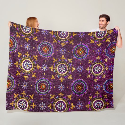 COUVERTURE POLAIRE RAVENNA BYZANTINE MOSAICS, STAR PURPLE STARRY NIGH (En situation)