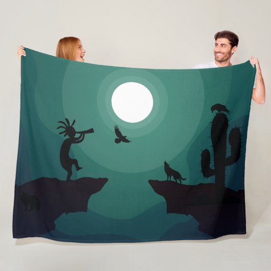 Couverture Polaire Ravens Wolves Animaux Kokopelli Sud-ouest (En situation)