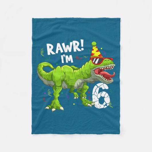 Couverture Polaire Rawr I'm 6 6th Birthday T Rex Dinosaur Funny Party (Devant)