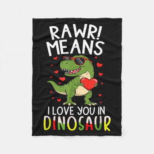 Couverture Polaire Rawr Means I Love You In Dinosaur Valentine’s Day (Devant)