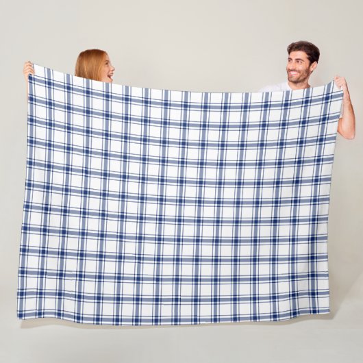 Couverture Polaire Rayé bleu et blanc nautical (En situation)