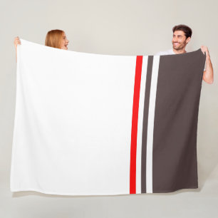 Couverture Polaire Rayé moderne tendance rouge gris et blanc