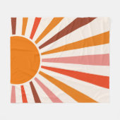 Couverture Polaire Rayons Soleil Rétro Coucher Soleil Orange Jaune Ro (Devant (Horizontal))