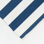 Couverture Polaire Rayure blanche bleue de monogramme rouge nautique (Coin)