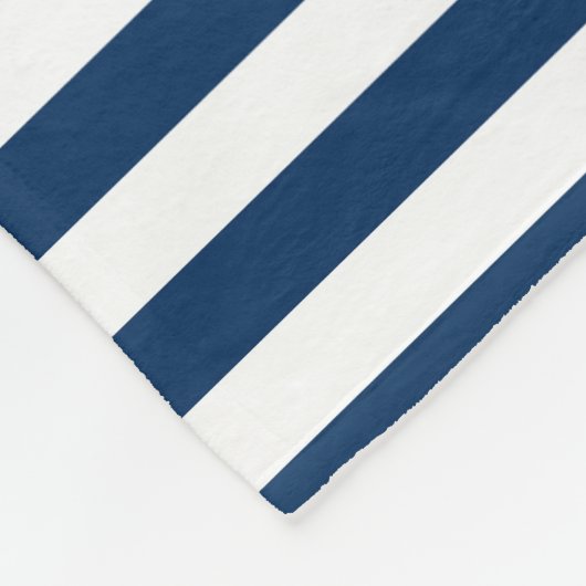 Couverture Polaire Rayure blanche bleue de monogramme rouge nautique (Coin)
