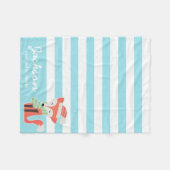 Couverture Polaire Rayure bleue confortable personnalisée mignonne de (Devant (Horizontal))