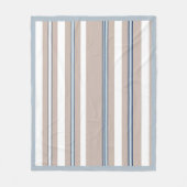 Couverture Polaire Rayure Classique Beige, blanc et bleu (Devant)