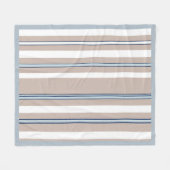 Couverture Polaire Rayure Classique Beige, blanc et bleu (Devant (Horizontal))