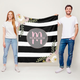 Couverture Polaire Rayure florale poussiéreuse décorée d'un