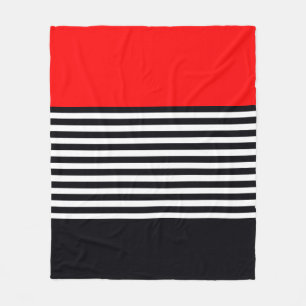 Couverture Polaire Rayure noire et blanche