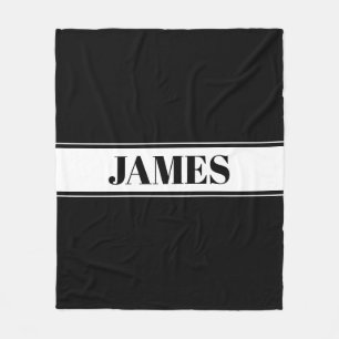 Couverture Polaire Rayure personnalisée noir et blanc