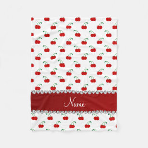 Couverture Polaire Rayure rouge blanche nommée personnalisée de rou