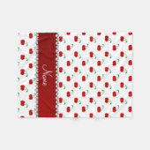 Couverture Polaire Rayure rouge blanche nommée personnalisée de rouge (Devant (Horizontal))