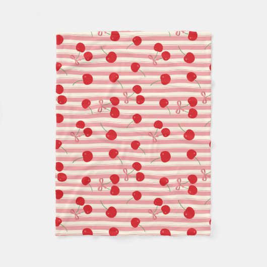 Couverture Polaire Rayure Ruban Cerise (Devant)