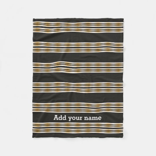 Couverture Polaire Rayures blanches d'or noir moderne personnalisées (Devant)