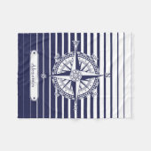 Couverture Polaire Rayures bleues de rose de boussole (Devant (Horizontal))