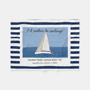 Couverture Polaire Rayures bleues et blanches de navigation de photo