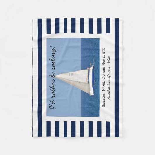 Couverture Polaire Rayures bleues et blanches de navigation de photo (Devant)