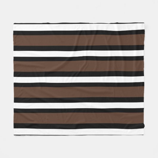 Couverture Polaire rayures Brown, noir et blanc (Devant (Horizontal))