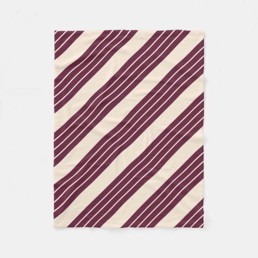 Couverture Polaire Rayures chocolat marron et blanc antique (Devant)