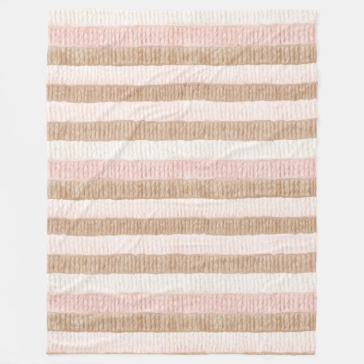 Couverture Polaire Rayures Crème Beige Rose (Devant)