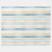 Couverture Polaire Rayures Crème Bleu de Plage (Devant (Horizontal))