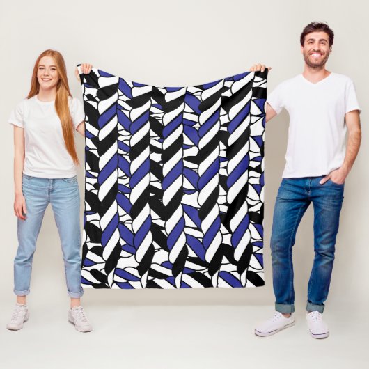 Couverture Polaire Rayures de corde bleu blanc noir (En situation)