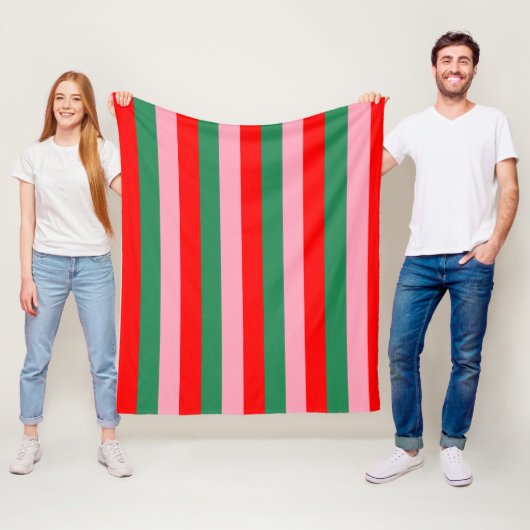 Couverture Polaire Rayures de Noël contemporaines (En situation)