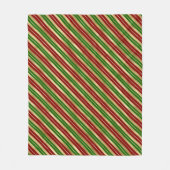 Couverture Polaire Rayures de Noël Rouge, Or et Vert (Devant)