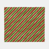 Couverture Polaire Rayures de Noël Rouge, Or et Vert (Devant (Horizontal))