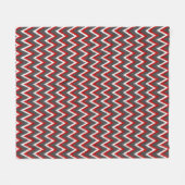 Couverture Polaire Rayures d'Ikat Chevron - rouge, blanc et gris/gris (Devant (Horizontal))