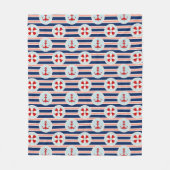 Couverture Polaire Rayures et motif de points nautiques (Devant)